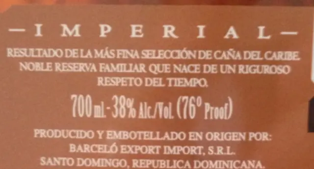BARCELO IMPERIAL RUM 700ml 2
