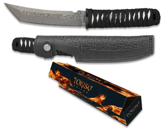ΜΑΧΑΙΡΙ TOKISU Damask knife 15.30cm CNC. Leather sheath, 32623