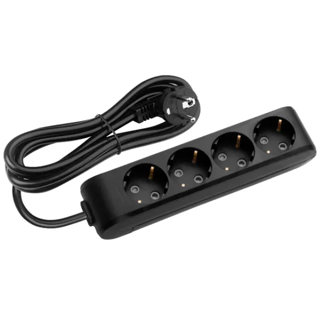 X-tendia Black Four Gang Earth Socket with Cable CP 1,5M