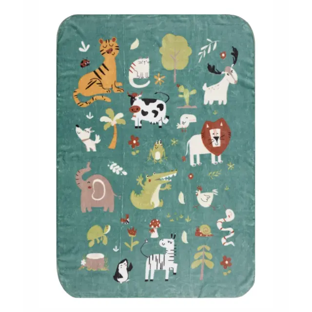 Παιδική Κουβέρτα Βελουτέ Μονή Kentia Mucca Green-Brown-Orange-White-Black 160x220 3