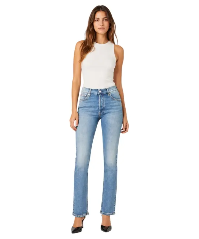 Tommy Hilfiger - Γυναικείο Παντελόνι Τζιν Mid Slim Embroidery DW0DW22406-1A5 Μπλε Ανοιχτό 2
