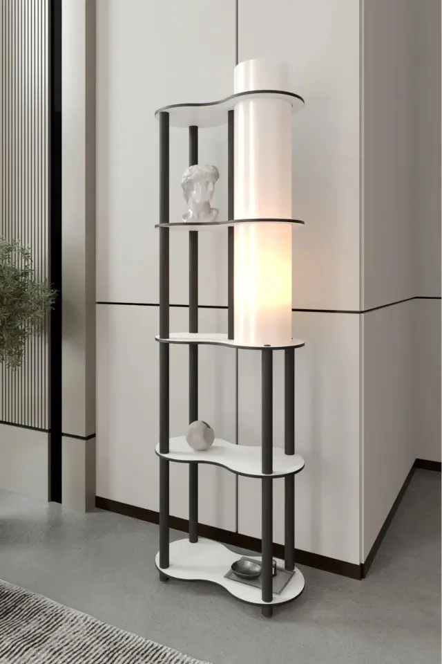 Stewehome Διακοσμητικό Φωτιστικό Δαπέδου με Ράφι 60x24x165 cm 2