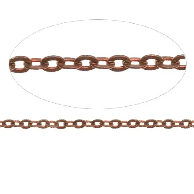 Αλυσίδα Red Copper - Πλακέ Οβάλ - 3x2x0.5mm ~10m