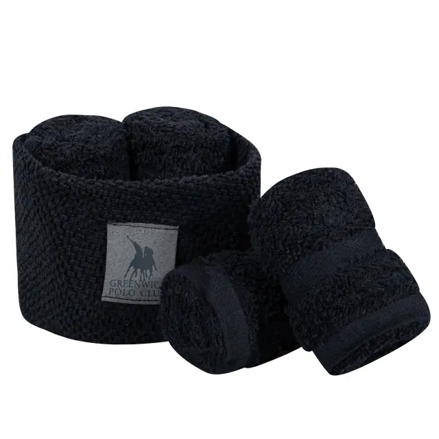 Σετ 4Τ Λαβέτες 30x30 Σε Καλαθάκι Essential Greenwich Polo Club 4154 Black 100% βαμβακερό