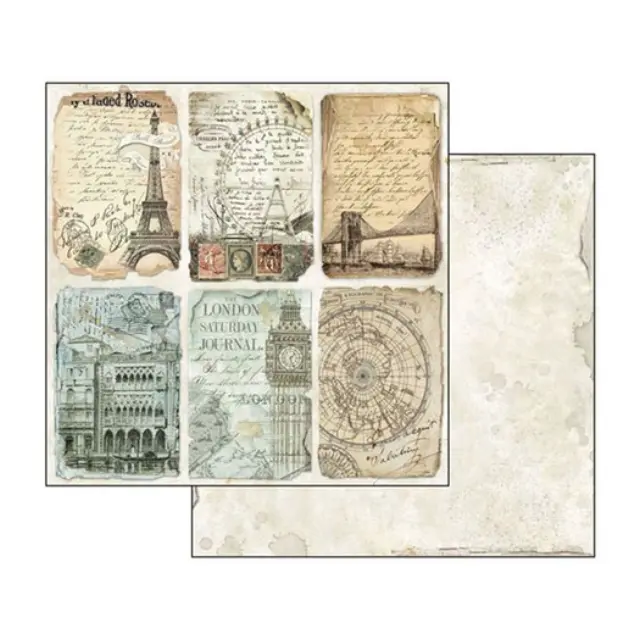Σετ 10 Χαρτιά Scrapbooking Stamperia Διπλής Όψης - Around The World - 20.3x20.3cm 2