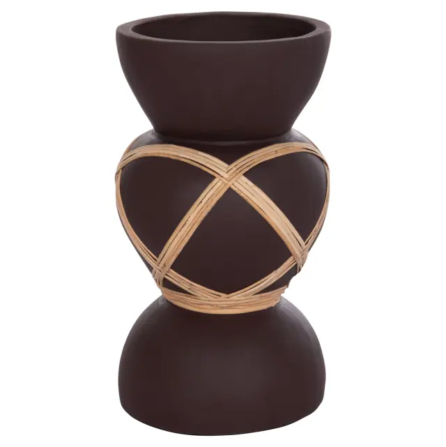 ΔΙΑΚΟΣΜΗΤΙΚΟ ΒΑΖΟ ΔΑΠΕΔΟΥ FB94672.07S TERRACOTTA ΣΟΚΟΛΑΤΙ-RATTAN Φ27.5x50Υεκ