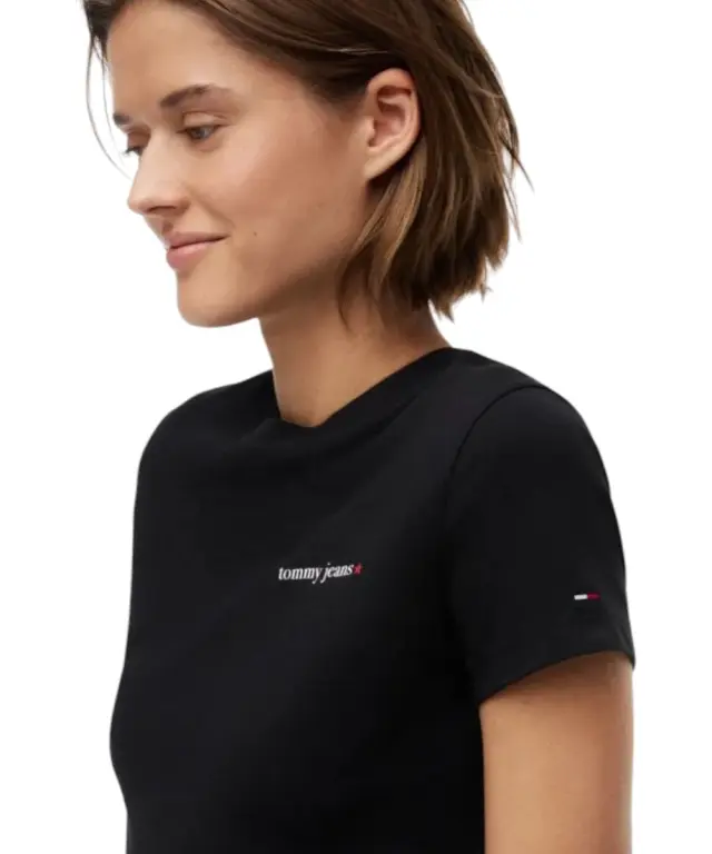 Tommy Hilfiger - Γυναικείο T-shirt Logo Slim Jersey DW0DW23479-BDS Μαύρο 3