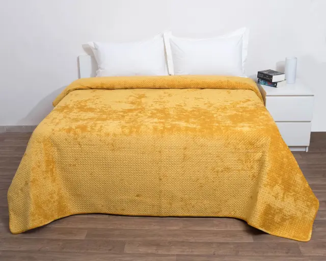 Κουβερλί 220Χ240 Υπέρδιπλο Velvet Anna Riska Verona Mustard