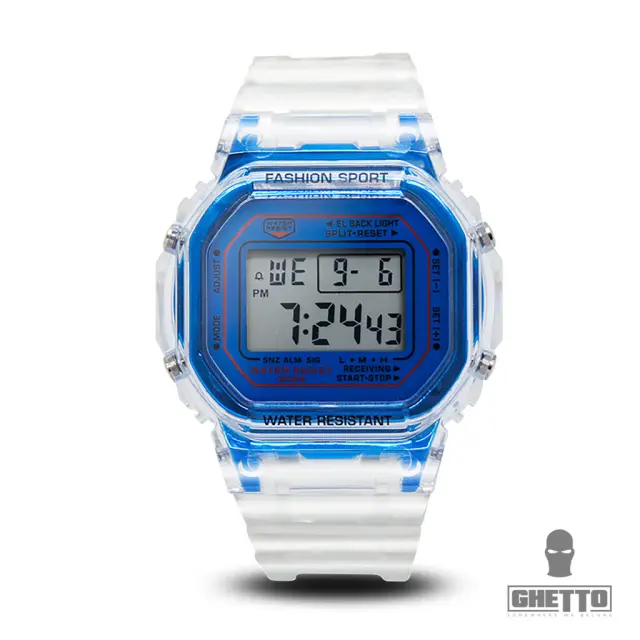 Ghetto Clear Silicon Digital Watch Band | Blue Fancy Elegant