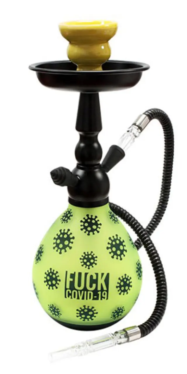 Ναργιλές Hookah Shisha Διπλός F@ck Covid19 Κίτρινο 1 Hose - 33cm