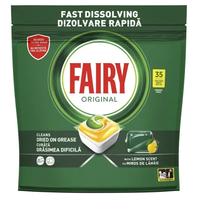 Fairy Caps Πλυντηρίου Πιάτων Original Λεμόνι 35 Τεμαχίων