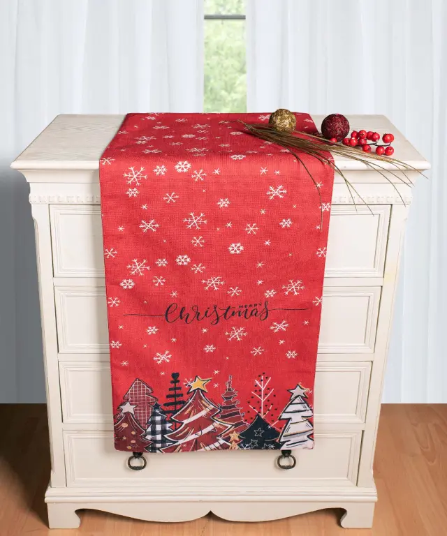 Χριστουγεννιάτικη Τραβέρσα με στάμπα (45cm x 170cm) ks2025-9 - -