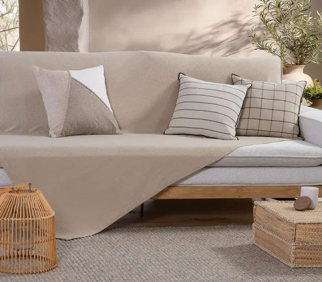ΡΙΧΤΑΡΙ ΔΙΘΕΣΙΟΥ ΚΑΝΑΠΕ BETTY 26 180Χ250 NEF-NEF HOMEWARE, 100% BAMBAKI - BEIGE (039670)