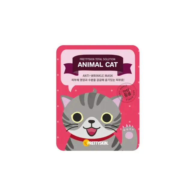 Prettyskin Total Solution Animal Cat Anti Wrinkle Mask Μάσκα Προσώπου με Συστατικά Αντιγήρανσης και Ενυδάτωσης, 1τμχ