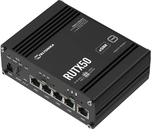 Teltonika RUTX50 Industrial 5G Wi-Fi Router, GPS, eSIM