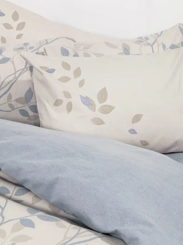 Ζεύγος Μαξιλαροθήκες 50x70 Φανελένιες Nima High Up Beige-Blue 100% βαμβακερό 2