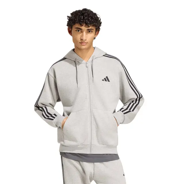 adidas Sportswear Men's 3Stripes Fleece Full-Zip Hoodie Γκρι KY4141 (adidas Sportswear)