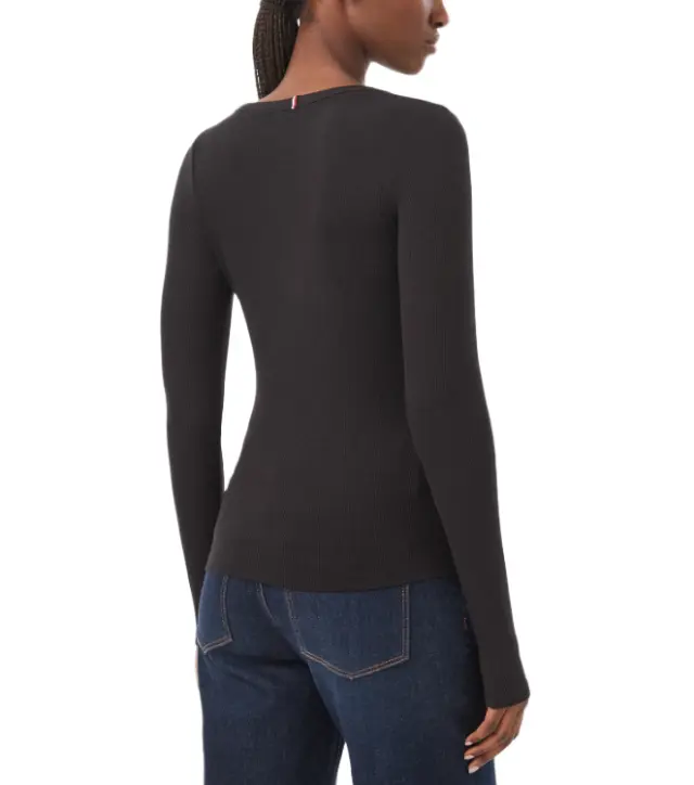 Tommy Hilfiger γυναικείο μονόχρωμο ριμπ τοπ slim DW0DW23259-1 2