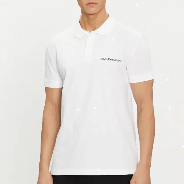 Calvin Klein - Ανδρική Μπλούζα Κοντομάνικη Polo Institutional Regular Fit J30J325495-YAF Λευκό - 2XL