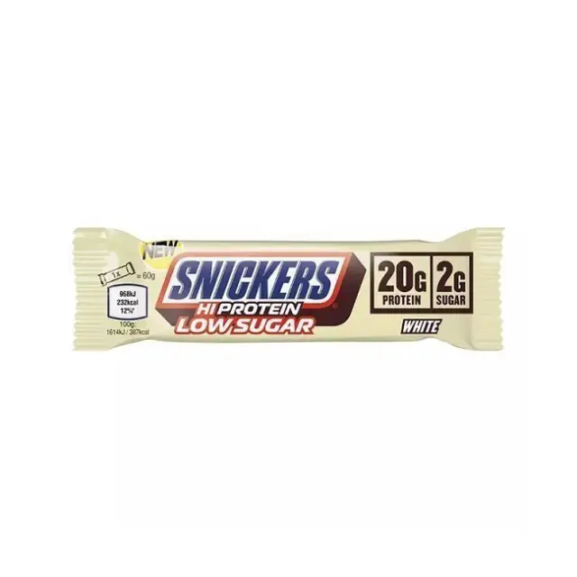 Snickers Hi Protein Low Sugar Bar White Chocolate Μπάρα Υψηλής Πρωτεΐνης Λευκή Σοκολάτα 57gr