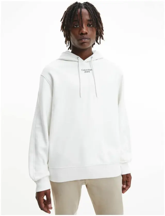 Calvin Klein - Ανδρικό Φούτερ με Κουκούλα J30J320604-YBI Λευκό 2