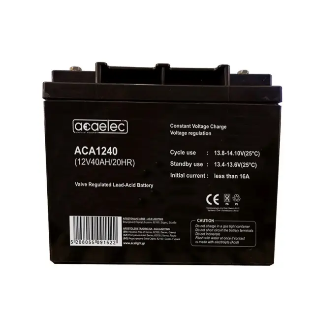 ΜΠΑΤΑΡΙΑ AGM VRLA 12V 40AH/20HR 11,72kg 195X160X175MM / ACA1240