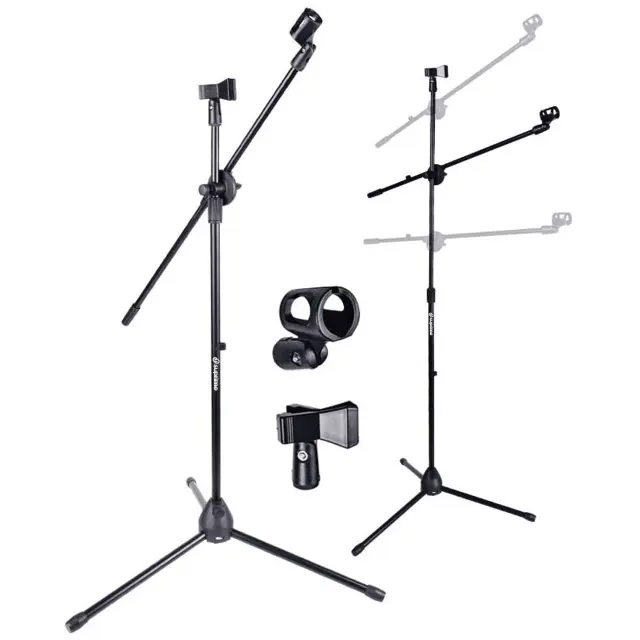 SUPRIMO M1 microphone stand boom arm double foldable for 2 mics flexible holder clip 3