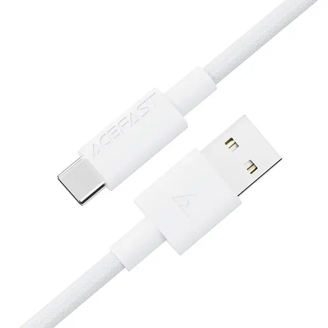 Καλώδιο Σύνδεσης Acefast C18-04 USB-A σε USB-C 3A Fast Charge USB2.0 Braided Λευκό 1.2m.
