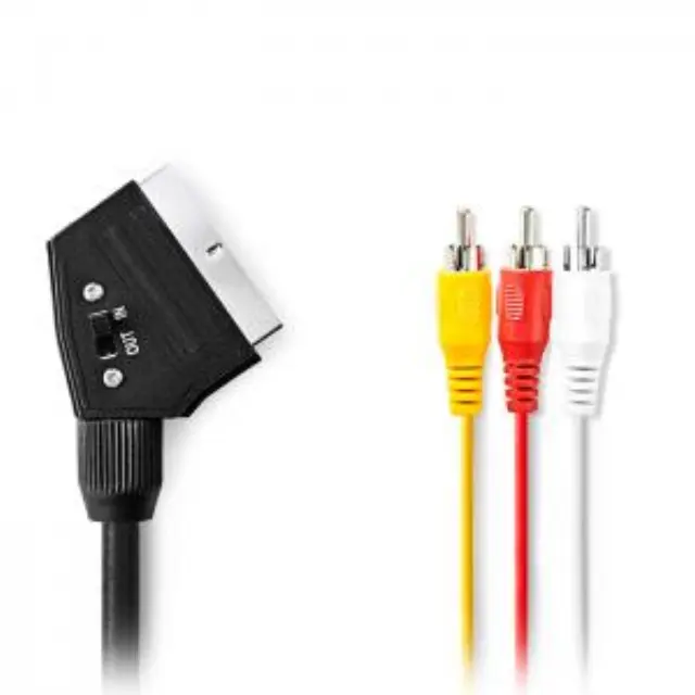 Καλώδιο SCART αρσ. - 3x RCA αρσ. με διακόπτη (in/out), 2.00m. 2