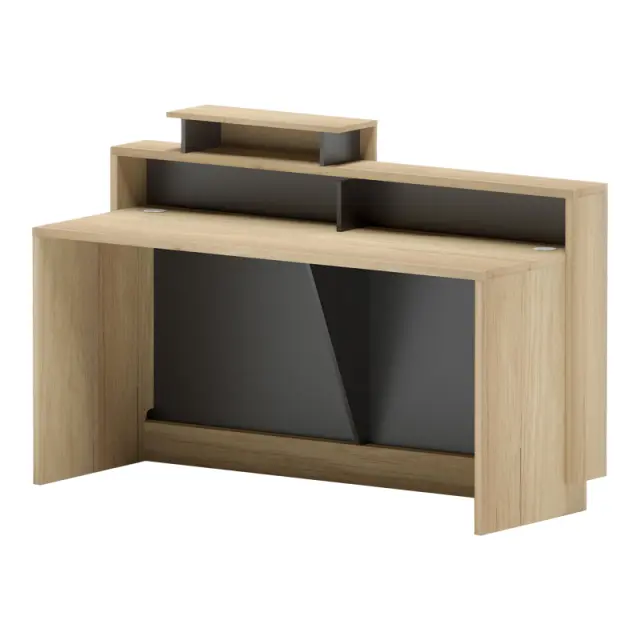 Γραφείο reception Lotus pakoworld σε φυσική-ανθρακί απόχρωση 160x60x105εκ