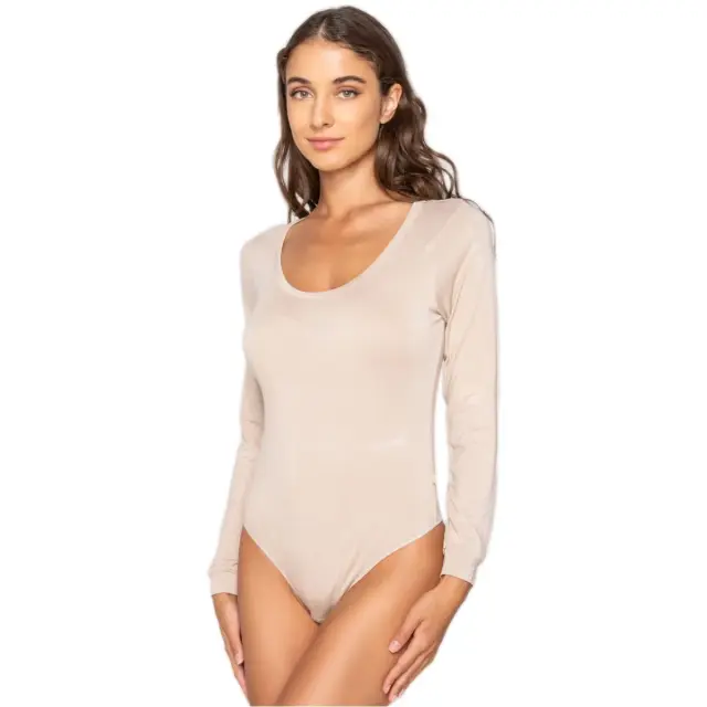 Luna Γυναικείο Κορμάκι String Μακρύ Μανίκι Micro Touch Comfort, Χρώμα Μπεζ