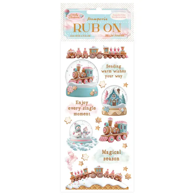 Χαλκομανίες (Rub-On) 10.16×21.6cm Stamperia, Candy Christmas, Snowglobes