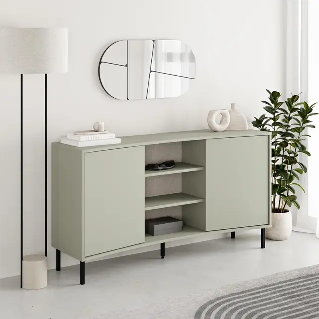 Μπουφές Frem Megapap χρώμα ash green 150x40x81εκ.
