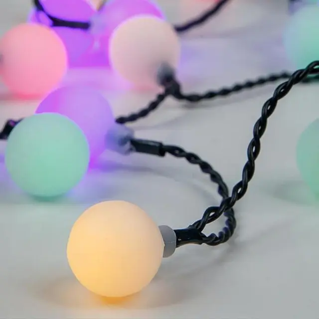 80 LED Με Λευκές Μπάλες Φ2cm Επέκταση Ως 3 Μετασχηματιστή Προέκταση 300cm Πράσινο Καλώδιο RGB Φως IP44