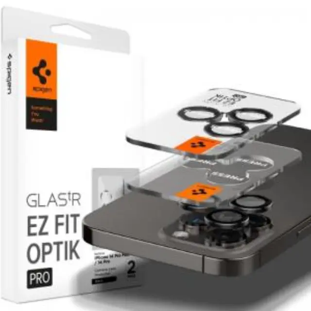 Tempered Glass Rings Spigen για Τζαμάκι Κάμερας Apple iPhone 14 Pro/ 14 Pro Max/ 15 Pro/ 15 Pro Max/ 16 Pro/ 16 Pro Max/ 17 Pro/ 17 Pro Max Optik.tR EZ-FIT Μαύρο (2 τεμ.) N61526 2