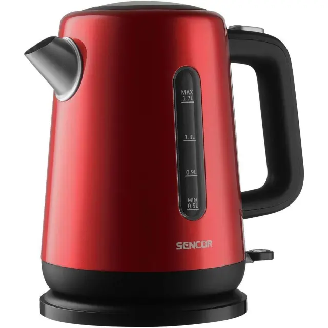 Βραστήρας Sencor SWK 1751RD Premium 360° STRIX 1.7lt 2200W απο Ανοξείδωτο Ατσάλι και Δείκτη Στάθμης Κόκκινος