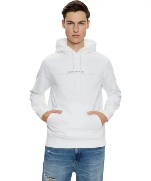 Calvin Klein - Ανδρικό Φούτερ Με Κουκούλα και Τσέπες Minimal Logo Hoodie J30J327076-YAF Λευκό - 2XL