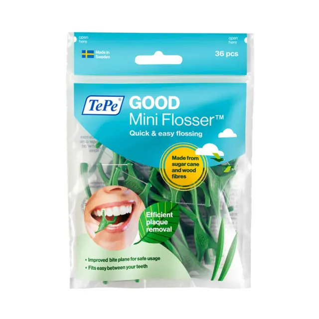 TePe Good Mini Flosser Οδοντικό Νήμα με Λαβή σε Πράσινο Χρώμα, 36 τεμάχια