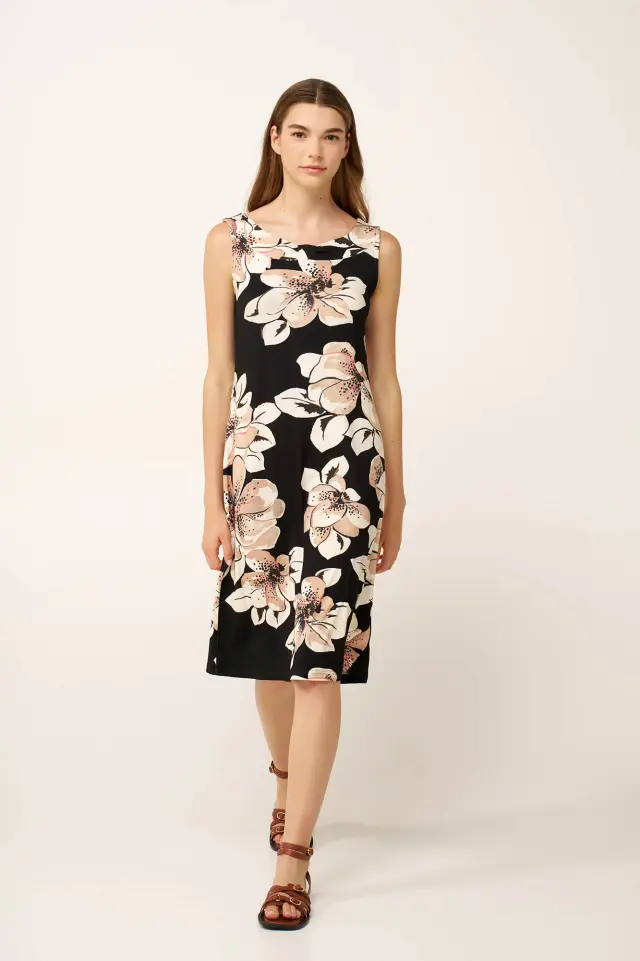 Αμάνικο Καλοκαιρινό Viscose Φόρεμα Vamp 24481 BLACK