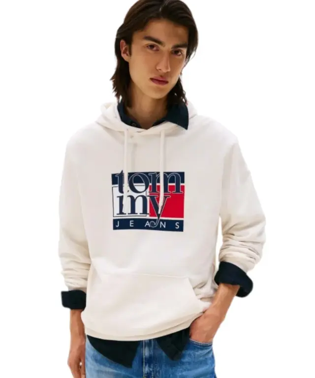 Tommy Hilfiger - Ανδρικό Φούτερ με Κουκούλα Regular Fit DM0DM22092-YBH Λευκό - S