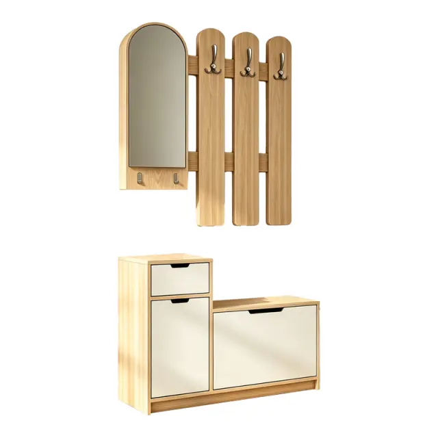 Έπιπλο εισόδου Kenty pakoworld με καθρέπτη sonoma με λευκό MDF 100x28x110εκ 3