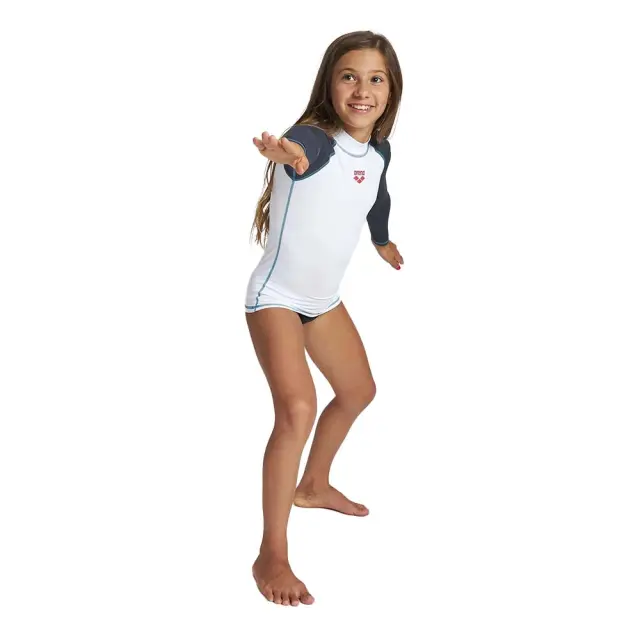 Arena Girl's Rash Vest Longsleeve UV Sun Protection Tee Άσπρο - Γκρι 003142-155 (Arena) 3