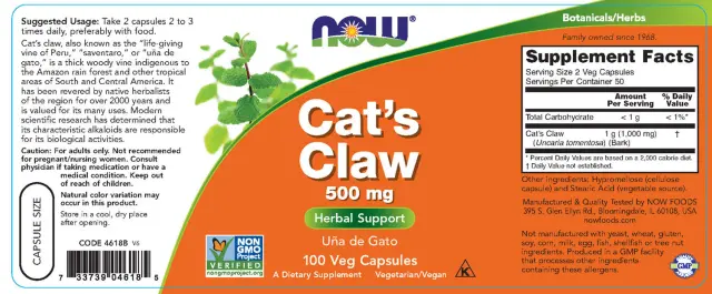 Now Foods Cat's Claw 500 mg 2