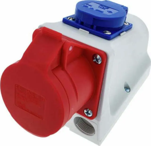CEE-wall mounted socket + safety socket COMBO 16A 5p 6h IP44
