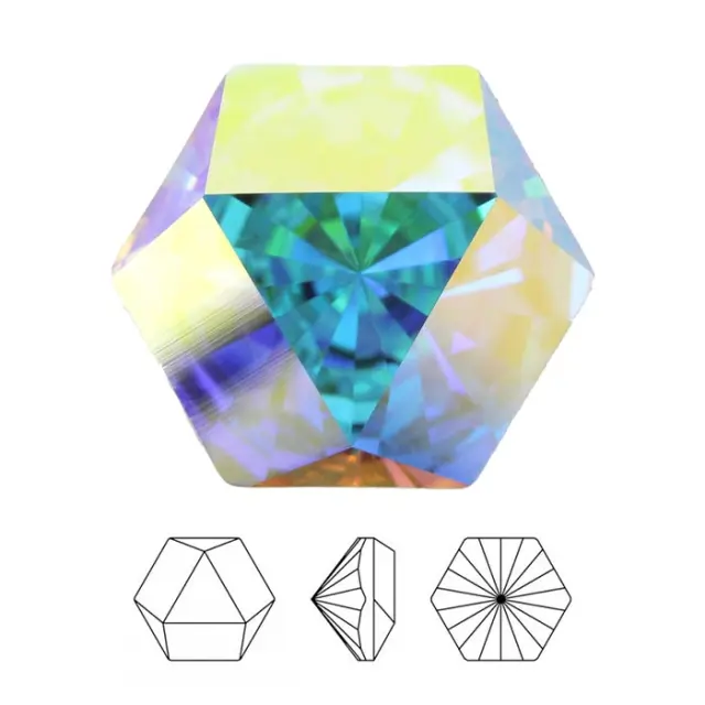 Swarovski 4699 Kaleidoscope Hexagon Fancy Stone Crystal AB 9.4x10.8mm - 2τεμ