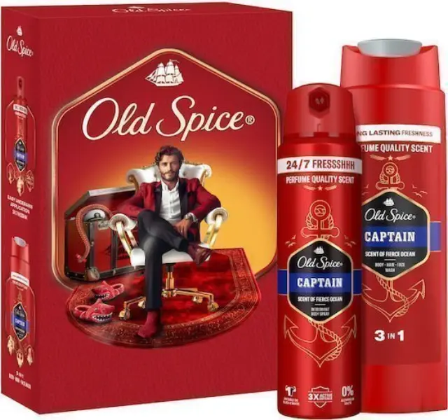 Old Spice Xmas Promo Gentleman Captain Αποσμητικό Σπρέι, 150ml & Αφρόλουτρο & Σαμπουάν, 250ml, 1σετ