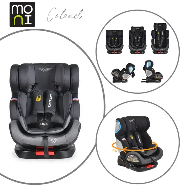 Cangaroo Colonel 360° Isofix 0-36kg Dark Grey Κάθισμα Αυτοκινήτου