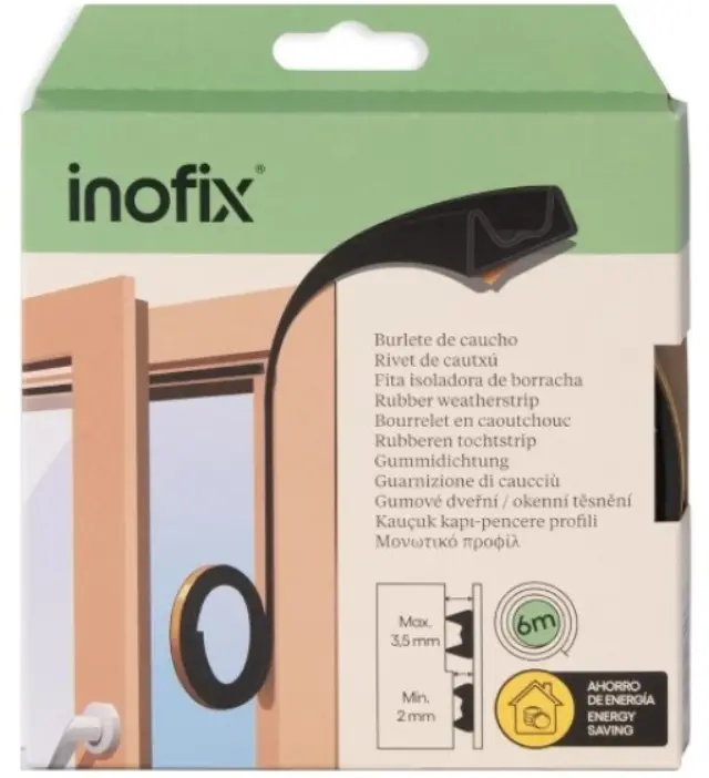 ΤΥΠΟΥ K ΑΕΡΟΣΤΟΠ ΛΑΣΤΙΧΟ ΠΟΡΤΑΣ INOFIX 2115 6000Χ350MM Μαύρο