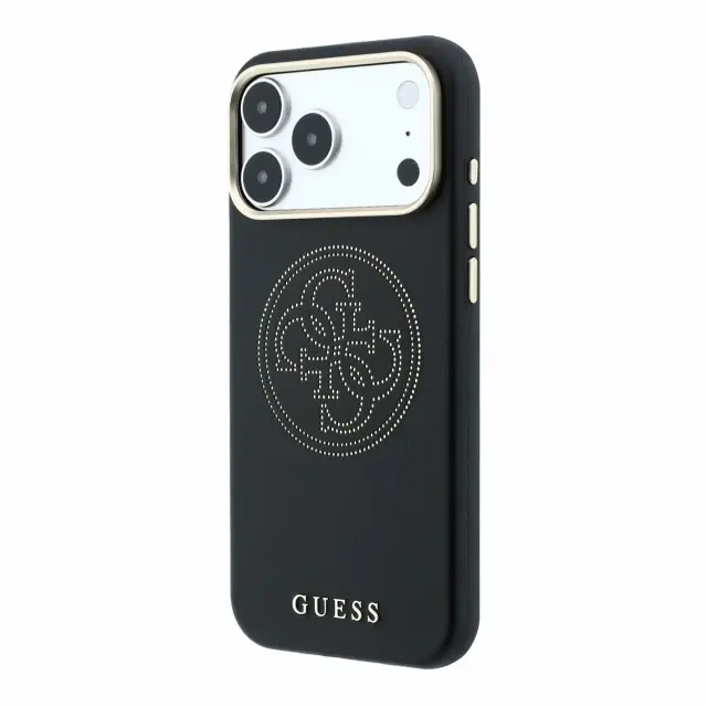 Guess PU Semi Wrap Perforated 4G Logo MagSafe Case for iPhone 18 Pro Black 2