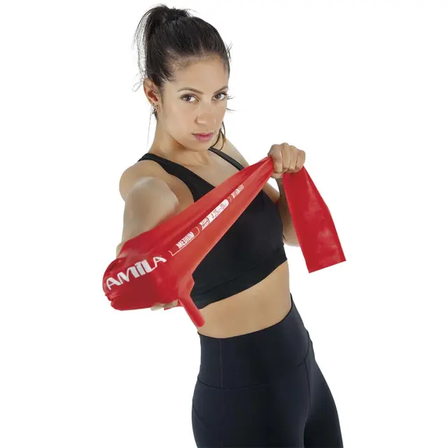 Amila Adult 1.2mX14.5cm 0.3mm Light Resistance Gymband Κόκκινο 48181 (Amila) - One Size 3